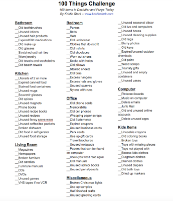 100 Things Challenge Checklist - Kristin Sterk